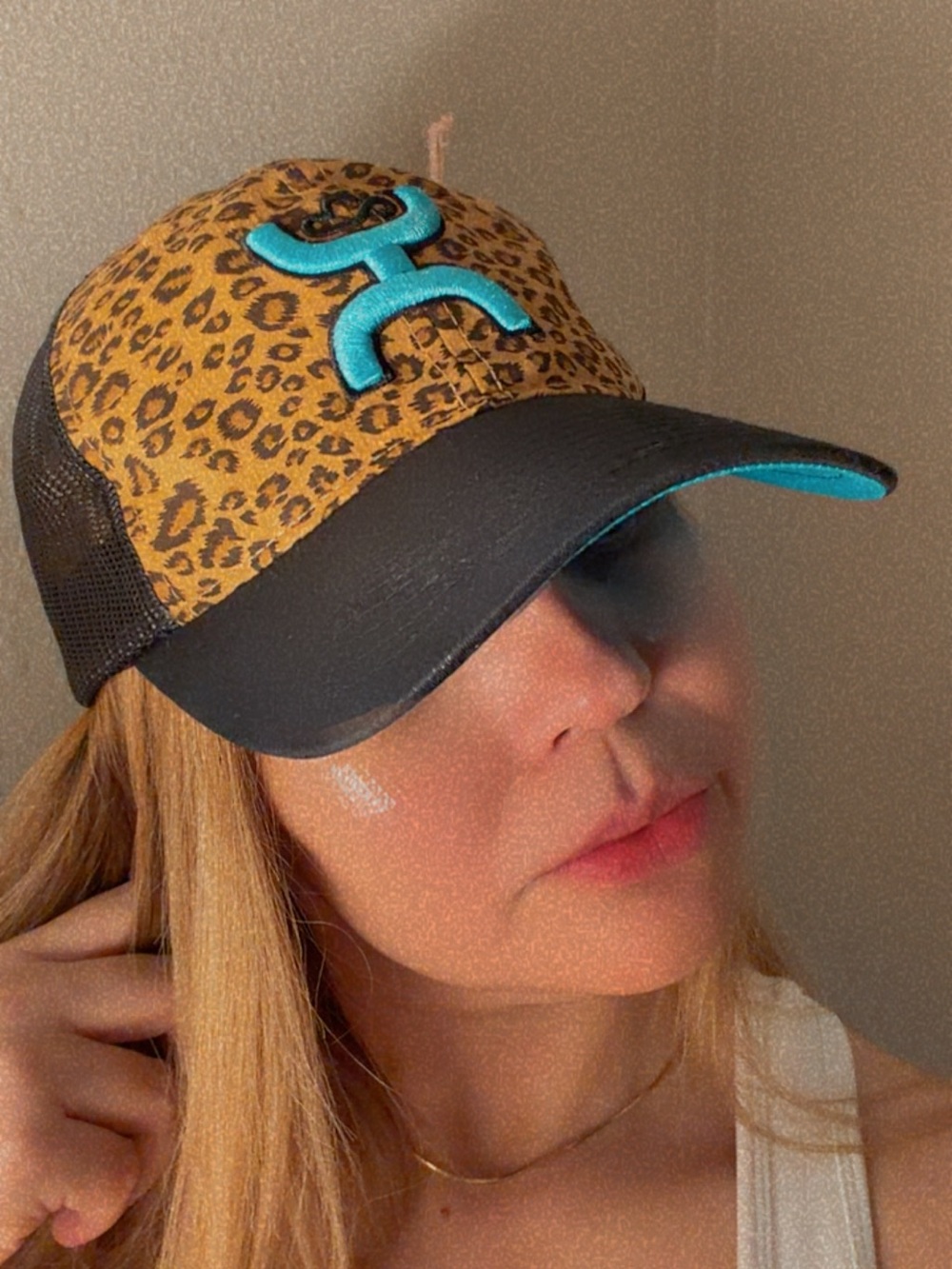 Goorin Bros Kids Leopard Trucker Hat with Teal Crest